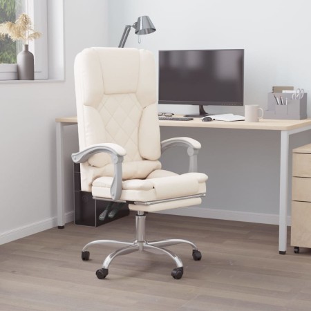 Silla de oficina reclinable masaje cuero sintético color crema en Sillas de oficina | Comprar online en Foru.es