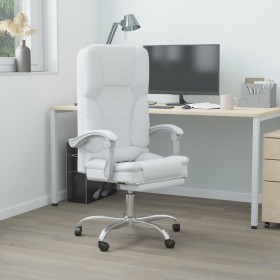 Silla de oficina reclinable masaje cuero sintético blanco en Sillas de oficina | Comprar online en Foru.es