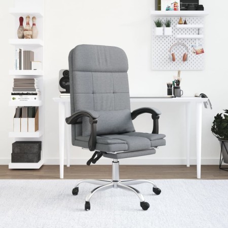 Silla de oficina reclinable con masaje de tela gris claro en Sillas de oficina | Comprar online en Foru.es