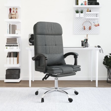 Silla de oficina reclinable con masaje de tela gris oscuro en Sillas de oficina | Comprar online en Foru.es