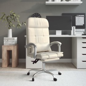 Silla de oficina reclinable masaje cuero sintético color crema en Sillas de oficina | Comprar online en Foru.es