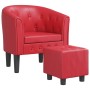 Sillón con taburete cuero sintético rojo en Sillones | Comprar online en Foru.es