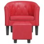 Sillón con taburete cuero sintético rojo en Sillones | Comprar online en Foru.es