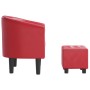 Sillón con taburete cuero sintético rojo en Sillones | Comprar online en Foru.es
