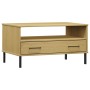 Mesa de centro patas metal OSLO madera maciza marrón 85x50x45cm de vidaXL, Mesas de centro - Ref: Foro24-351033, Precio: 62,3...
