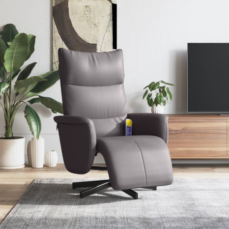 Sillón reclinable de masaje con reposapiés cuero sintético gris en Sillones | Comprar online en Foru.es