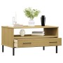 Mesa de centro patas metal OSLO madera maciza marrón 85x50x45cm de vidaXL, Mesas de centro - Ref: Foro24-351033, Precio: 62,3...
