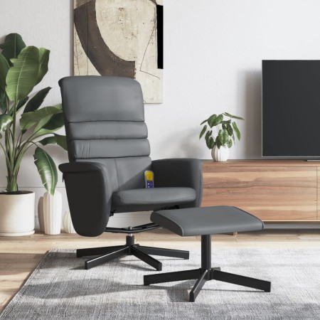 Sillón de masaje reclinable con reposapiés cuero sintético gris en Sillones | Comprar online en Foru.es