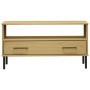 Mesa de centro patas metal OSLO madera maciza marrón 85x50x45cm de vidaXL, Mesas de centro - Ref: Foro24-351033, Precio: 62,3...
