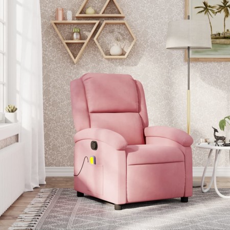 Sillón de masaje reclinable de terciopelo rosa en Sillones | Comprar online en Foru.es