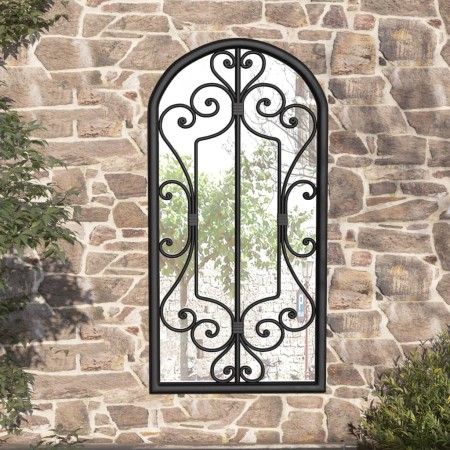 Espejo de jardín hierro negro para uso exterior 70x30 cm de vidaXL, Espejos - Ref: Foro24-318376, Precio: 92,31 €, Descuento: %