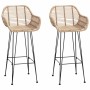 Silla de Bar 2 pcs Natural 55 x 52 x 92 cm Ratan e Hierro en Taburetes de cocina | Comprar online en Foru.es