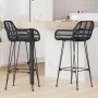 Silla de Bar 2 pcs Negro 55 x 52 x 92 cm Ratan e Hierro en Taburetes de cocina | Comprar online en Foru.es