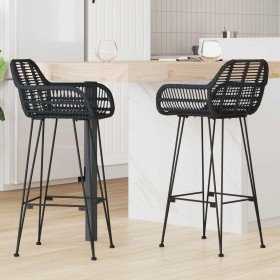 Silla de Bar 2 pcs Negro 55 x 52 x 92 cm Ratan e Hierro en Taburetes de cocina | Comprar online en Foru.es