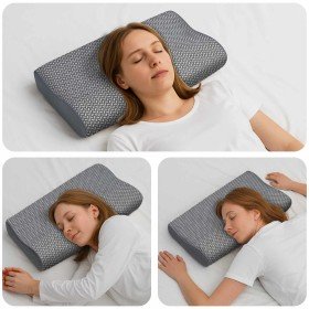 Almohada con almohada Gris 60 x 34 x 11 cm Poliéster en Ropa de cama | Comprar online en Foru.es