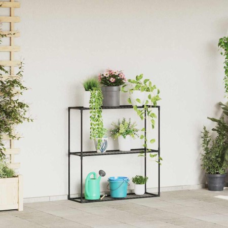 Soporte para plantas de 3 niveles Negro 100 x 32 x 102 cm Acero en Soportes para macetas | Comprar online en Foru.es
