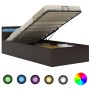 Cama canapé hidráulica con LED cuero sintético gris 90x200 cm de vidaXL, Camas y somieres - Ref: Foro24-285552, Precio: 286,7...