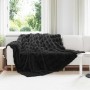 Manta de Piel de Conejo Sintética Negro 240 x 270 cm Poliéster en Ropa de cama | Comprar online en Foru.es
