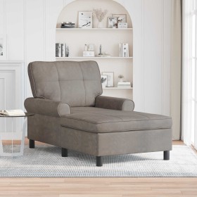 Sillón reclinable con cojín Gris 91 x 157 x 91 cm PU antiguo en Divanes | Comprar online en Foru.es
