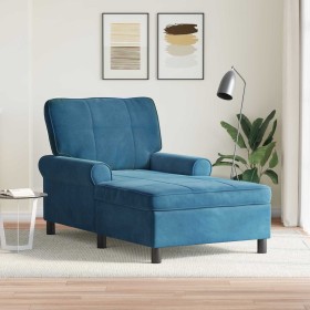 Sillón reclinable con cojín Azul 91 x 157 x 91 cm Terciopelo en Divanes | Comprar online en Foru.es