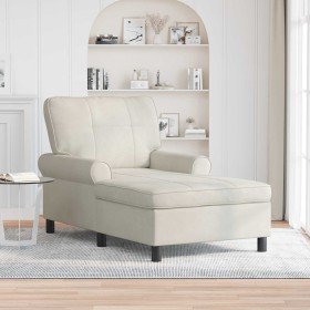 Sillón reclinable con cojín Crema 91 x 157 x 91 cm Terciopelo en Divanes | Comprar online en Foru.es