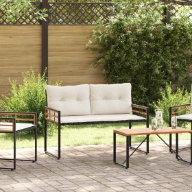 Banco de Capa de Madera con cojín Liso Crema 114 x 55 x 77 cm en Bancos de jardín | Comprar online en Foru.es