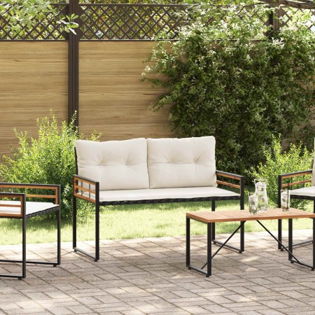 Banco de Capa de Madera con cojín Liso Crema 114 x 55 x 77 cm en Bancos de jardín | Comprar online en Foru.es