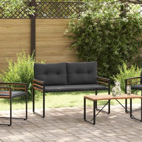 Banco de Capa de Madera con cojín Gris Oscuro 114 x 55 x 77 cm en Bancos de jardín | Comprar online en Foru.es