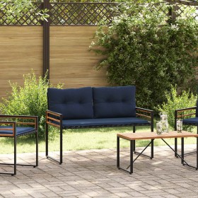 Banco de Capa de Madera con cojín Azul Marino 114 x 55 x 77 cm en Bancos de jardín | Comprar online en Foru.es