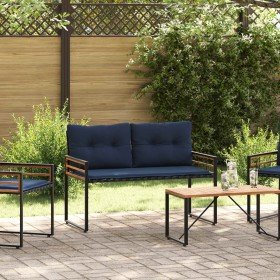 Banco de Capa de Madera con cojín Azul Marino 114 x 55 x 77 cm en Bancos de jardín | Comprar online en Foru.es