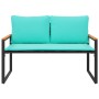 Banco con cojín Negro y Turquesa 115 x 65 x 72 cm Ratán en Bancos de jardín | Comprar online en Foru.es