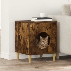 Casa para Gatos Roble ahumado 42,5 x 40 x 52,5 cm en Mobiliario para gatos | Comprar online en Foru.es