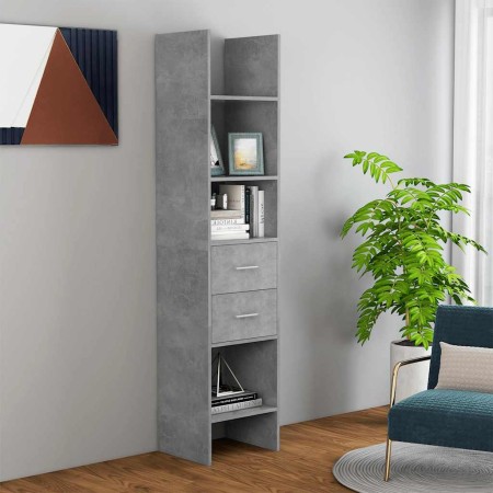 Estantería de madera contrachapada gris hormigón 40x35x180 cm en Librerías y estanterías | Comprar online en Foru.es