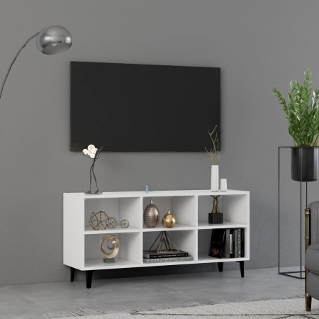 Mueble de TV con patas de metal blanco 103,5x30x50 cm en Muebles TV | Comprar online en Foru.es