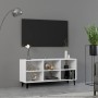 Mueble de TV con patas de metal blanco 103,5x30x50 cm en Muebles TV | Comprar online en Foru.es