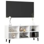 Mueble de TV con patas de metal blanco 103,5x30x50 cm en Muebles TV | Comprar online en Foru.es