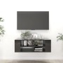 Mueble pared TV madera contrachapada negro brillo 102x35x35 cm en Muebles TV | Comprar online en Foru.es