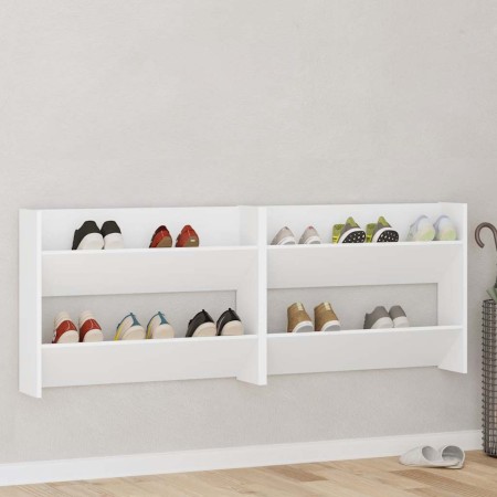 Zapateros de pared 2 uds madera contrachapada blanco 80x18x60cm en Zapateros y organizadores de calzado | Comprar online en Foru