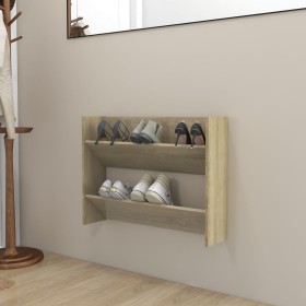 Zapatero de pared madera contrachapada roble Sonoma 80x18x60 cm en Zapateros y organizadores de calzado | Comprar online en Foru