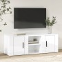 Mueble de TV madera contrachapada blanco brillo 100x31,5x35 cm en Muebles TV | Comprar online en Foru.es