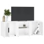 Mueble de TV madera contrachapada blanco brillo 100x31,5x35 cm en Muebles TV | Comprar online en Foru.es