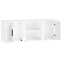 Mueble de TV madera contrachapada blanco brillo 100x31,5x35 cm en Muebles TV | Comprar online en Foru.es