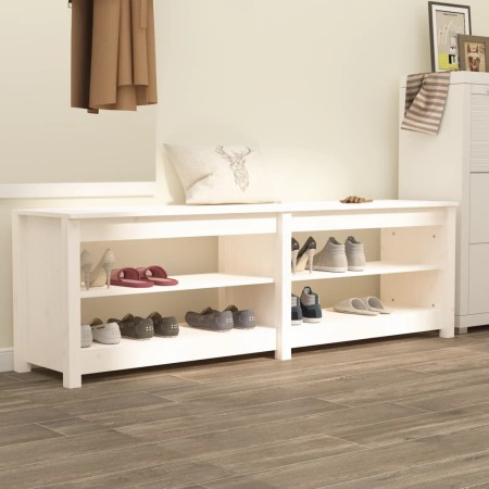 Banco zapatero de madera maciza de pino blanco 160x36,5x50 cm en Zapateros y organizadores de calzado | Comprar online en Foru.e