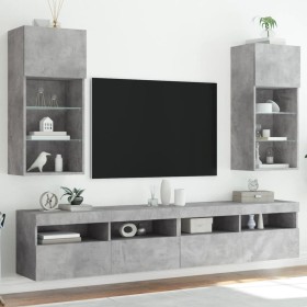 Muebles de TV con luces LED 2 uds gris hormigón 40,5x30x90 cm en Muebles TV | Comprar online en Foru.es