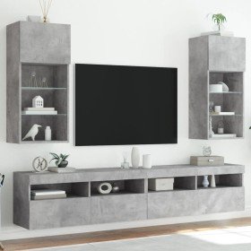 Muebles de TV con luces LED 2 uds gris hormigón 40,5x30x90 cm en Muebles TV | Comprar online en Foru.es