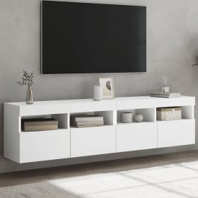 Muebles de TV de pared con luces LED 2 uds blanco 80x30x40 cm en Muebles TV | Comprar online en Foru.es