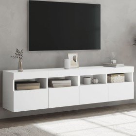 Muebles de TV de pared con luces LED 2 uds blanco 80x30x40 cm en Muebles TV | Comprar online en Foru.es