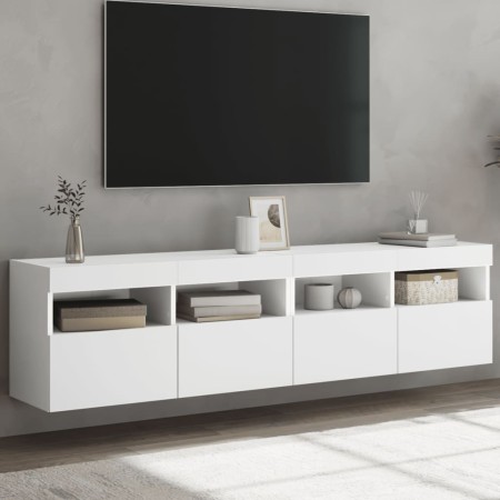 Muebles de TV de pared con luces LED 2 uds blanco 80x30x40 cm en Muebles TV | Comprar online en Foru.es