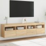 Muebles de TV de pared luces LED 2 uds roble Sonoma 80x30x40 cm en Muebles TV | Comprar online en Foru.es