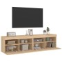Muebles de TV de pared luces LED 2 uds roble Sonoma 80x30x40 cm en Muebles TV | Comprar online en Foru.es